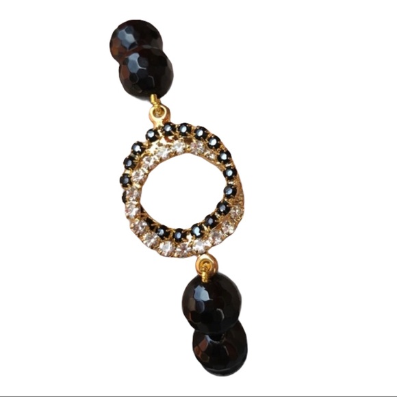 Black agate beaded stretch bracelet - Picture 8 of 8